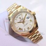 Perfect Replica Gold Rolex Day Date ii 41mm Watch  - White Dial 